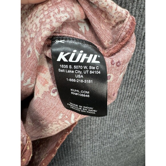 KUHL Elsie Tie Front Top Womens XL Brushed Red Floral Button Short Sleeve Cotton - Picture 6 of 10